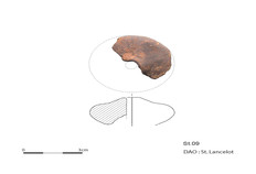 Fusa&iuml;ole fragmentaire protohistorique trouv&eacute;e dans la Structure 09.  Le Cochon, Bavelincourt (Somme), 2013.