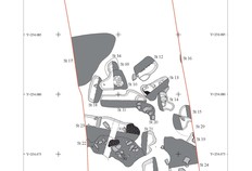 Plan du Secteur B : zone d'extraction de blocs de gr&egrave;s.  Le Cochon, Bavelincourt (Somme), 2013.