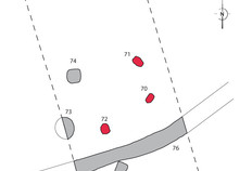 Plan g&eacute;n&eacute;ral des vestiges.  Le Bois de Cormont, Toutencourt (Somme), 1997.