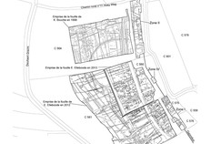 Localisation des fouilles arch&eacute;ologiques et des vestiges d&eacute;couverts.  Schulleveldt, Pitgam (Nord), 1997 et 2012-2013.&nbsp;
