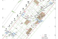 Plan g&eacute;n&eacute;ral du site.  Le Perrou 2, Maill&eacute; (Indre-et-Loire), 2012.  &copy; David Billon, Inrap