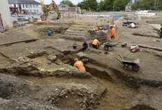 La partie nord du site en cours de fouille  H&ocirc;tel-Dieu, Rennes (Ille-et-Vilaine), 2022, 2024  &copy; Inrap
