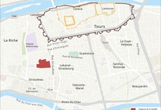 Localisation de la fouille dans l'actuelle ville de Tours
