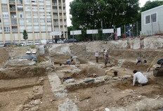 Vue g&eacute;n&eacute;rale de la fouille.  1 bis rue de l'Abattoir, N&icirc;mes (Gard), 2022  &copy; Marie Rochette, Inrap
