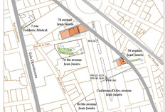 Les fouilles dans un quartier fun&eacute;raire des Ier et IIe si&egrave;cle apr&egrave;s J.-C.&nbsp;au sud-ouest de N&icirc;mes.  Les fouilles effectu&eacute;es au 78 et au 59 avenue Jean-Jaur&egrave;s et les d&eacute;couvertes du XIXe si&egrave;cle r&eacute;v&egrave;lent une zone s&eacute;pulcrale le long d'une voie.  &copy; Anne Recolin, Val&eacute;rie Bel, Inrap