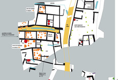 Plan partiel interpr&eacute;t&eacute; de l'op&eacute;ration au milieu du Ier si&egrave;cle apr&egrave;s J.-C.  33 rue Rouget de Lisle, N&icirc;mes (Gard), 2021  &copy; V&eacute;ronique Leli&egrave;vre, Ghislain Vincent, Antoine Farge, Aur&eacute;lien Bolo, Inrap