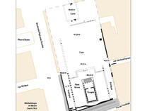 Plan des vestiges du forum d&eacute;finitif.  Parvis de la Maison Carr&eacute;e, N&icirc;mes (Gard), 1991  &copy; Martial Monteil, Nantes Universit&eacute;