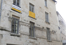 La façade principale de la Maison romane.1 rue de la Madeleine, Maison romane, Nîmes (Gard), 2019 © Odile Maufras, Inrap