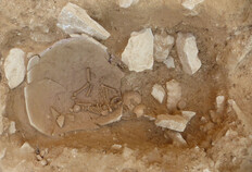 S&eacute;pulture en amphore d'un p&eacute;rinatal.  &copy; Richard Pell&eacute;, Inrap