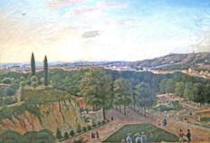 Les jardins de la Fontaine, vers 1830, collection Mus&eacute;e du Vieux N&icirc;mes.  &copy; Bertrand Houix