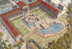 Aquarelle de Jean-Claude Golvin restituant l'Augusteum.  &copy; Jean-Claude Golvin (CNRS)