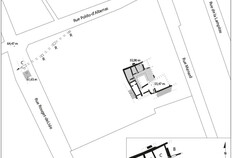 &laquo;&nbsp;La Marseillaise&nbsp;&raquo;,&nbsp;fouille situ&eacute;e entre les rues M&eacute;nard, Poldo-d'Albenas et Rouget-de-Lisle, plan des vestiges au Ier s. ap. J.-C.  La Marseillaise, N&icirc;mes (Gard), 1966  &copy; Martial Monteil, Nantes Universit&eacute;