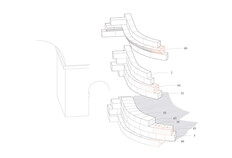 Fig 4. Hypothèse de restitution d'une tour d'enceinte sur la base des blocs mis au jour
