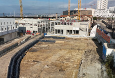 Vue g&eacute;n&eacute;rale de la moiti&eacute; nord de l'emprise apr&egrave;s la phase de d&eacute;pollution.  &copy;&nbsp;B. Fabry, Inrap