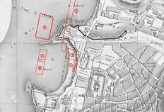 Fig. 1 : Localisation des opérations archéologiques (n°7 : fouille Leca) sur le plan Demarest de 1824