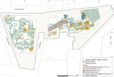 Plan g&eacute;n&eacute;ral des vestiges de la fouille.  Rue Porte-de-France, &icirc;lot Saint-Joseph 3, Palais des Congr&egrave;s, N&icirc;mes (Gard), 2022. 