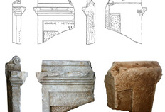 Fragment d'autel en calcaire portant l'inscription Memoria Neptuno. 54-56 rue Notre Dame et rue de Beaucaire, N&icirc;mes (Gard), 2011   &copy; Richard Pell&eacute; et Fr&eacute;d&eacute;rique Robin, Inrap  