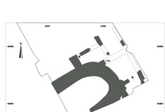 Plan des annexes au chevet de l'&eacute;glise.  1 rue Guynemer, N&icirc;mes (Gard), 2016  &copy; Aur&eacute;lien Bolo, Fr&eacute;d&eacute;rique Robin et Benjamin Thomas, Inrap
