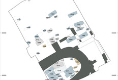 Plan de l'abside et du d&eacute;veloppement du cimeti&egrave;re entre le Ve si&egrave;cle et la fin du VIIe si&egrave;cle.  1 rue Guynemer, N&icirc;mes (Gard), 2016  &copy; Aur&eacute;lien Bolo, Fr&eacute;d&eacute;rique Robin et Benjamin Thomas, Inrap