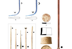 D&eacute;p&ocirc;t d'objets dans la tombe &agrave; cr&eacute;mation d'un homme adulte, 25-75 apr&egrave;s J.-C.&nbsp;&nbsp;  11, 12,13,16 et 17 : fuseau, stylet et divers objets en os&nbsp;  14 : pyxide en os&nbsp; &nbsp;  15 : couvercle de pyxide en os  18 et 19 : strigiles miniatures en verre bleu&nbsp;  20 : agitateur en verre