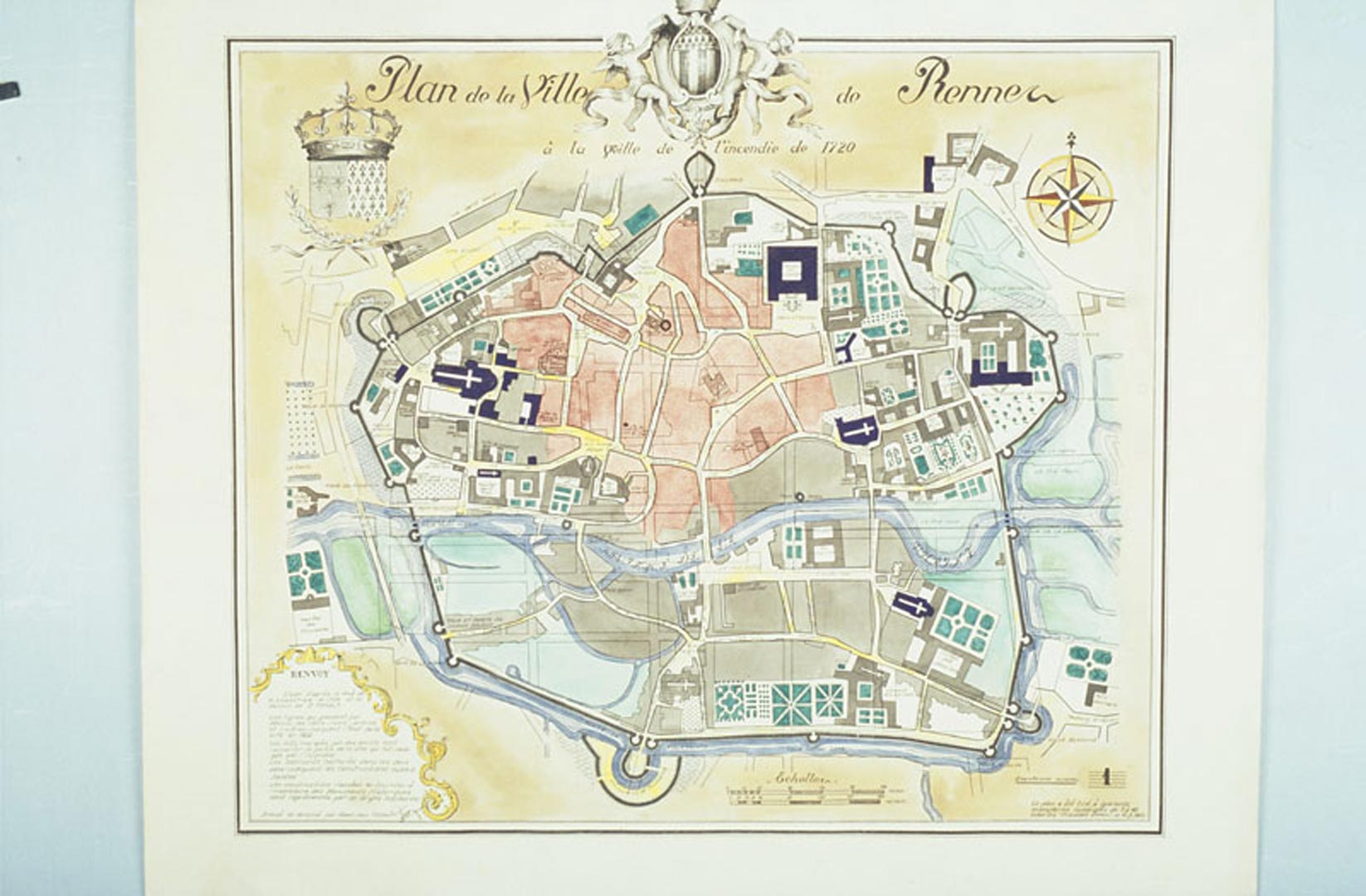Reproduction du cadastre de Rennes de 1720.   &copy; H. Paitier, Inrap 